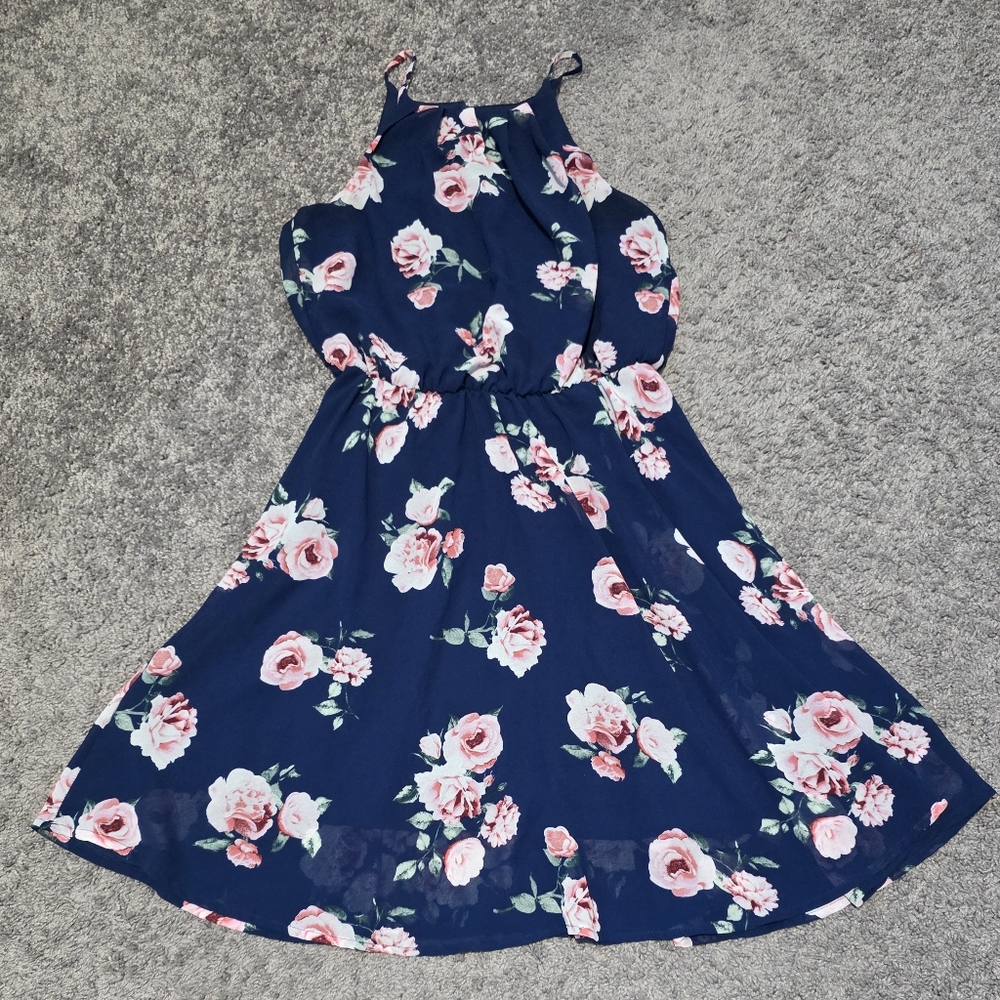 Blue Rain Navy Floral  Dress